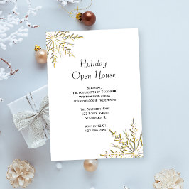 Guld Snowflake Helgdag Open House-inbjudan Inbjudningar