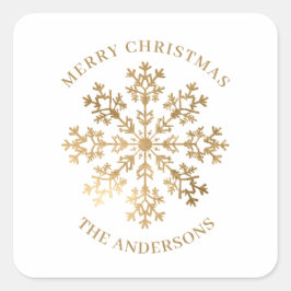 Guld Snowflake-jul Fyrkantigt Klistermärke