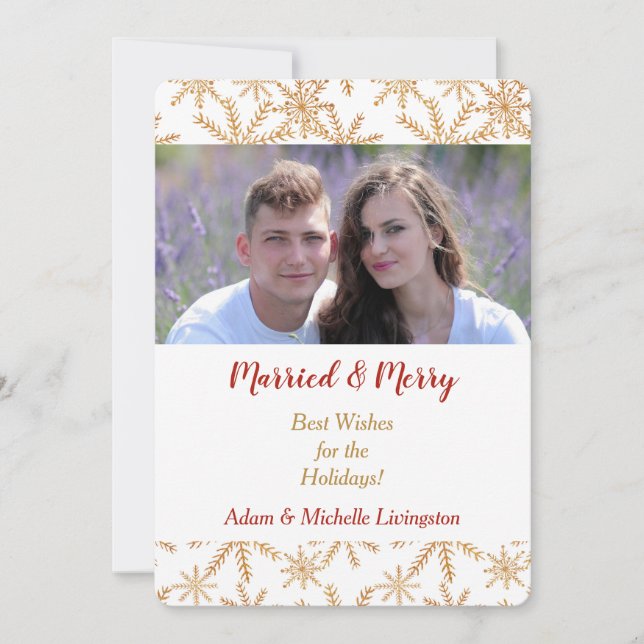 Guld Snowflake-julfotomall Julkort (Framsida)