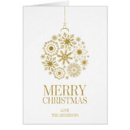 Guld Snowflake-kort för prydnadsjulhälsning Hälsningskort
