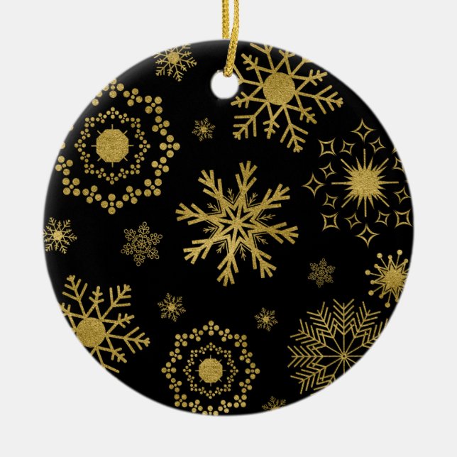 Guld Snowflake Mönster jul Ornament (Framsidan)