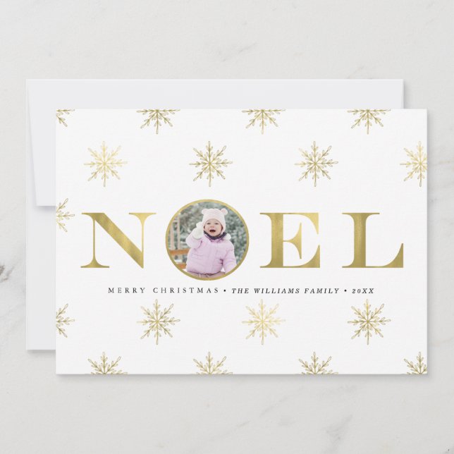 Guld Snowflake Noel Julfotoport Julkort (Framsida)