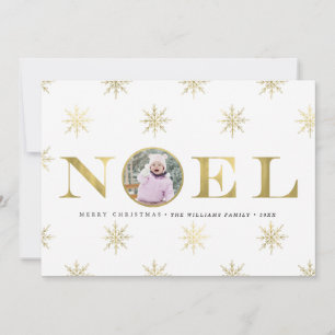 Guld Snowflake Noel Julfotoport Julkort