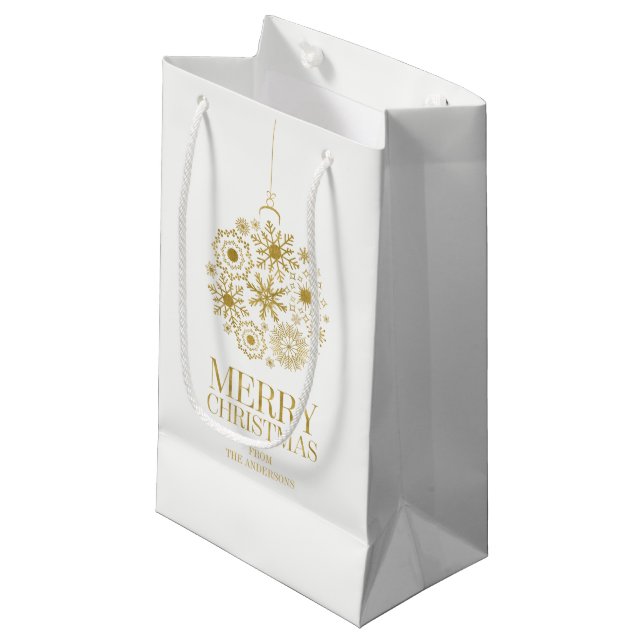 Guld Snowflake Ornament God jul Gift Bag (Framsidan Vinklad)