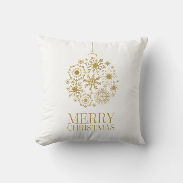 Guld Snowflake Ornament God jul Pillow Kudde (Framsida)