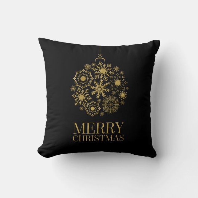 Guld Snowflake Ornament God jul Pillow Kudde (Framsida)
