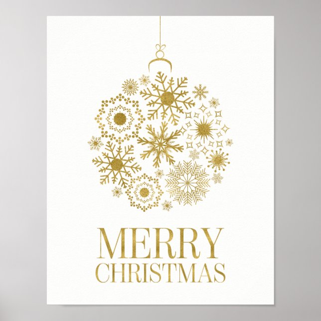 Guld Snowflake Ornament God jul Poster (Framsidan)