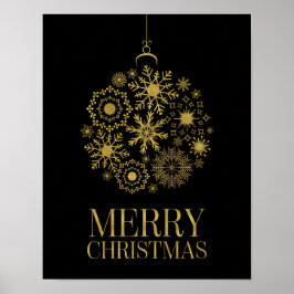 Guld Snowflake Ornament God jul Poster