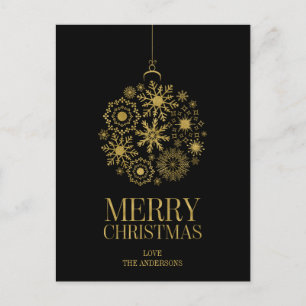 Guld Snowflake Ornament God jul vykort