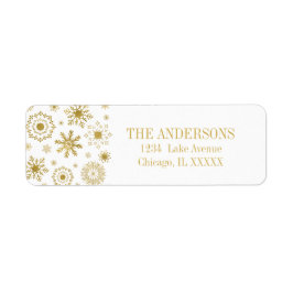 Guld Snowflake Ornament Helgdag Address Label Returadress Etikett