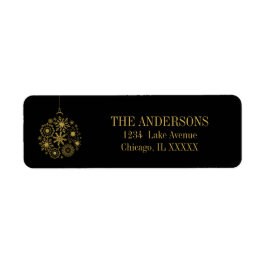 Guld Snowflake Ornament Helgdag Address Label Returadress Etikett
