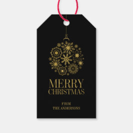 Guld Snowflake Ornament Helgdag Gift Märkres Presentetikett