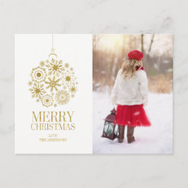 Guld Snowflake Ornament Helgdag Photo Postcard Helg Vykort