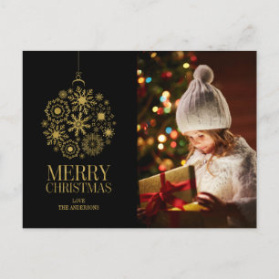 Guld Snowflake Ornament Helgdag Photo Postcard Helg Vykort