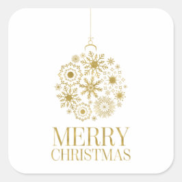 Guld Snowflake Ornament Helgdag Square Stickers Fyrkantigt Klistermärke