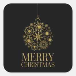 Guld Snowflake Ornament Helgdag Square Stickers Fyrkantigt Klistermärke