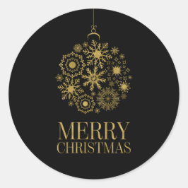 Guld Snowflake Ornament jul Helgdag Stickers Runt Klistermärke