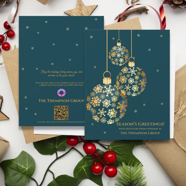 Guld Snowflake Ornaments Corporate Helgdag Card (Gold Snowflake Ornaments Corporate Holiday Card)