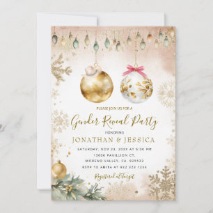 Guld Snowflake Ornames Juldagen Gender Reveal Inbjudningar