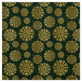 Guld Snowflake på grönt med paw-utskrift mönster Tyg