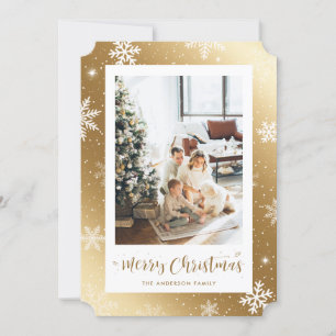 Guld Snowflake Photo God jul Card Julkort