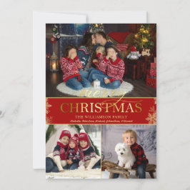 Guld Snowflake Photo God jul Julkort