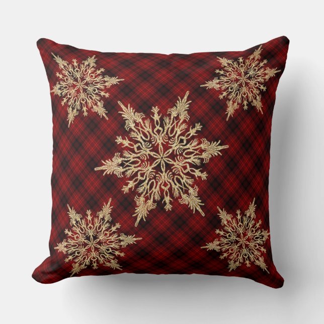 Guld Snowflake Play Pillow Jul Kudde (Framsida)