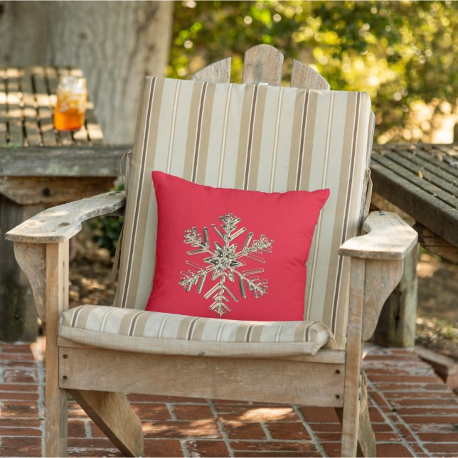Guld Snowflake Red Kudde (Stol)
