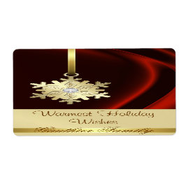 Guld Snowflake Red Silke Diamond Vin-etikett Fraktsedel