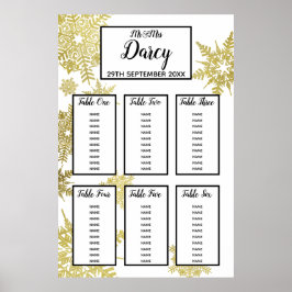 Guld Snowflake-sjökort Poster