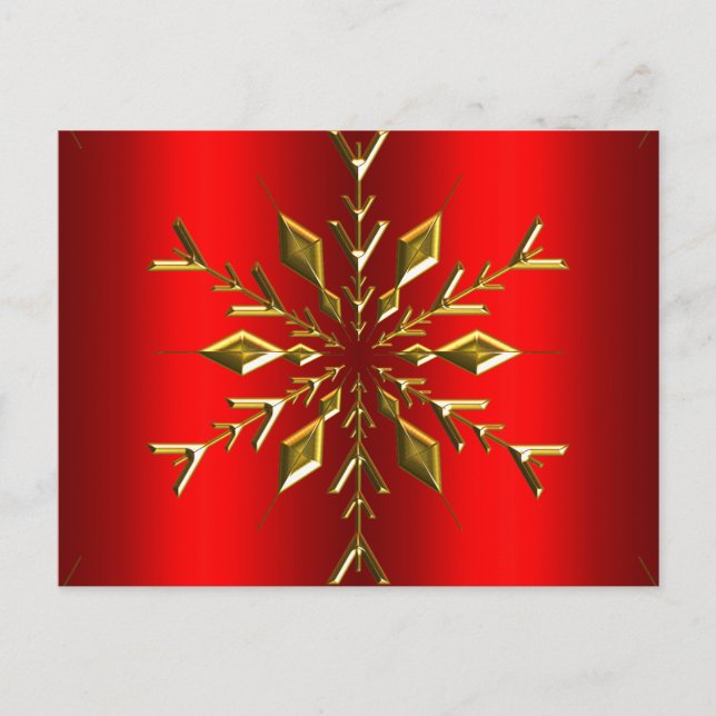 Guld Snowflake-stjärnan på Röd jul Vykort (Framsida)