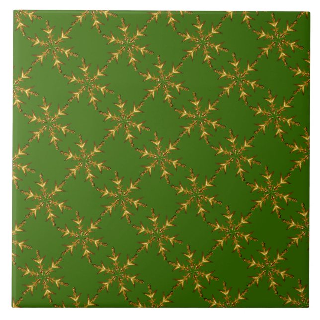 Guld Snowflake Tile Kakelplatta (Framsidan)