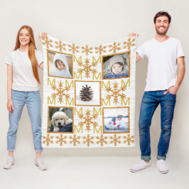 Guld Snowflake (tillval) Monogram 5-foto Fleecefilt