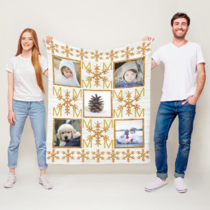 Guld Snowflake (tillval) Monogram 5-foto Fleecefilt