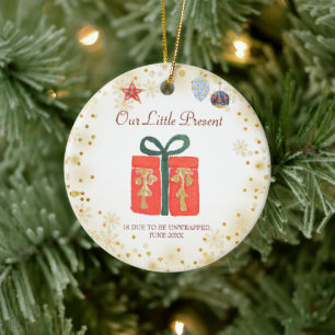 Guld Snowflake vår lilla nuvarande prydnadsförem Julgransprydnad Keramik