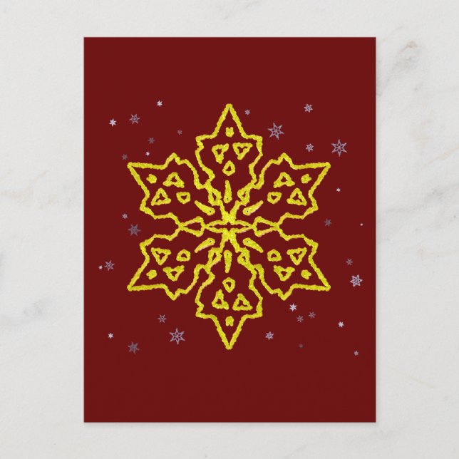 Guld Snowflake Vykort (Framsida)