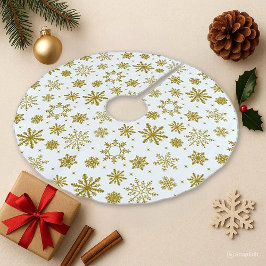 Guld Snowflake White Elegant Helgdag Julgransmatta Borstad Polyester