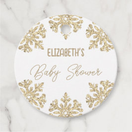 Guld Snowflake Winter Baby Shower Gåvor Etiketter