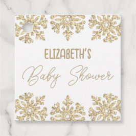Guld Snowflake Winter Baby Shower Gåvor Etiketter