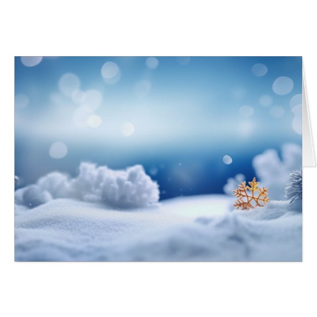 Guld Snowflake Winter Background Hälsningskort (Framsidan Horizontal)