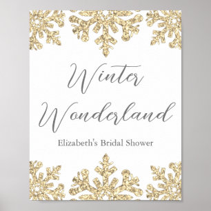 Guld Snowflake Winter Möhippa Poster