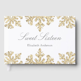 Guld Snowflake Winter Sweet 16 Gästböcker