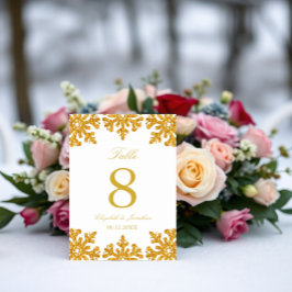 Guld Snowflake Winter Wedding Bordsnummer