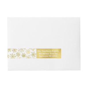Guld- Snowflakeglitter och omkullkastar Etikettband