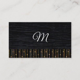 Guld Snyggt Mönster Velvet Black med Monogram Visitkort