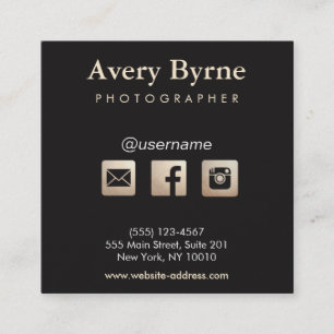Guld Social Media Icons Black Fyrkantigt Visitkort