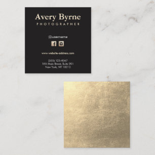 Guld Social Media Icons Black Square Affärskort Fyrkantigt Visitkort