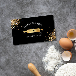 Guld Social Media Icons Pastry Chef Rolling Pin Visitkort