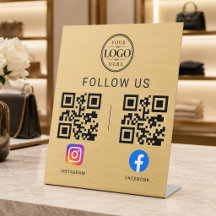 Guld Social Media QR-kod Bordsskärm