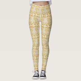 Guld socker dödskalle motiv leggings